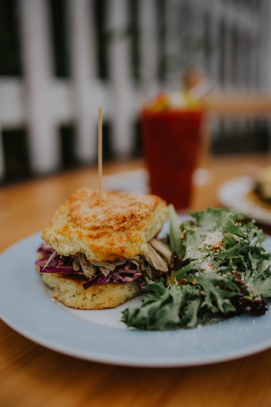 Biscuit sandwich brunch plate at Little Griddle Cafe in Portland Oregon
