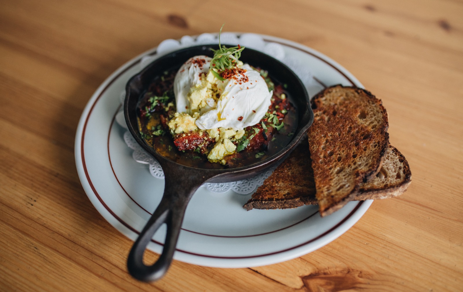 Portland breakfast plate with eggs and toast at Little Griddle Cafe